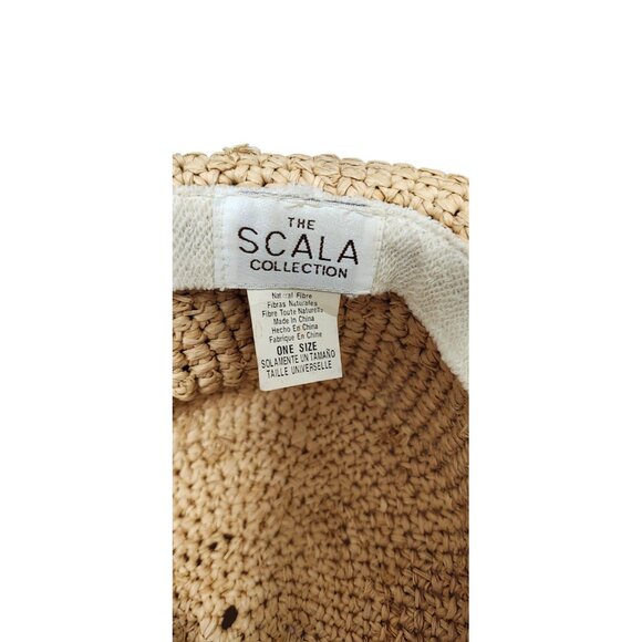 Scala Collection Women Straw Sun Hat Wide Brim Natural Raffia OneSize Chin Strap - Picture 5 of 8
